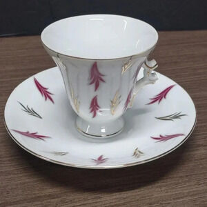 Unbranded Teacup Set Porcelain Floral Gold Trim